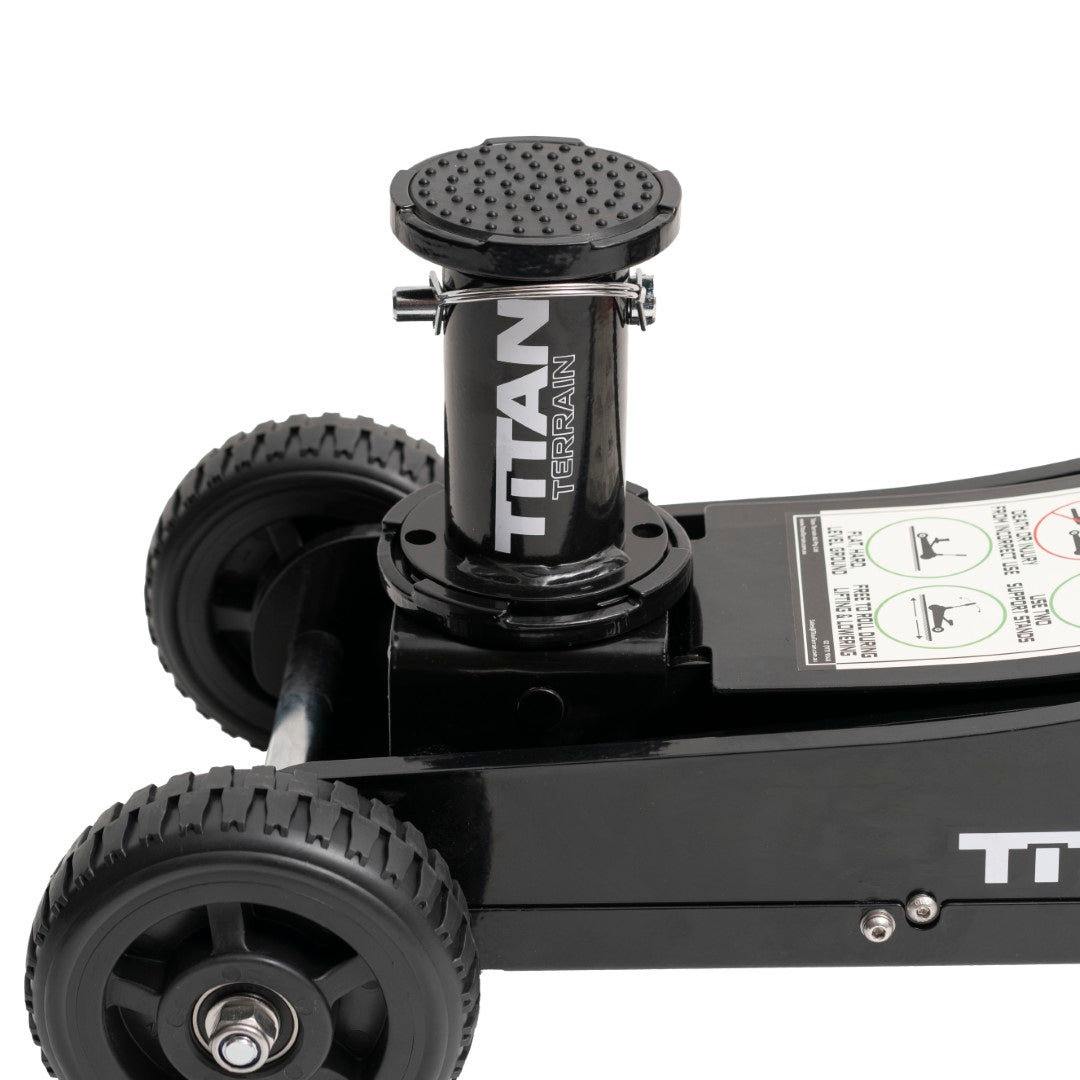 side view of Titan Terrain rugged off-road floor jack jack extension