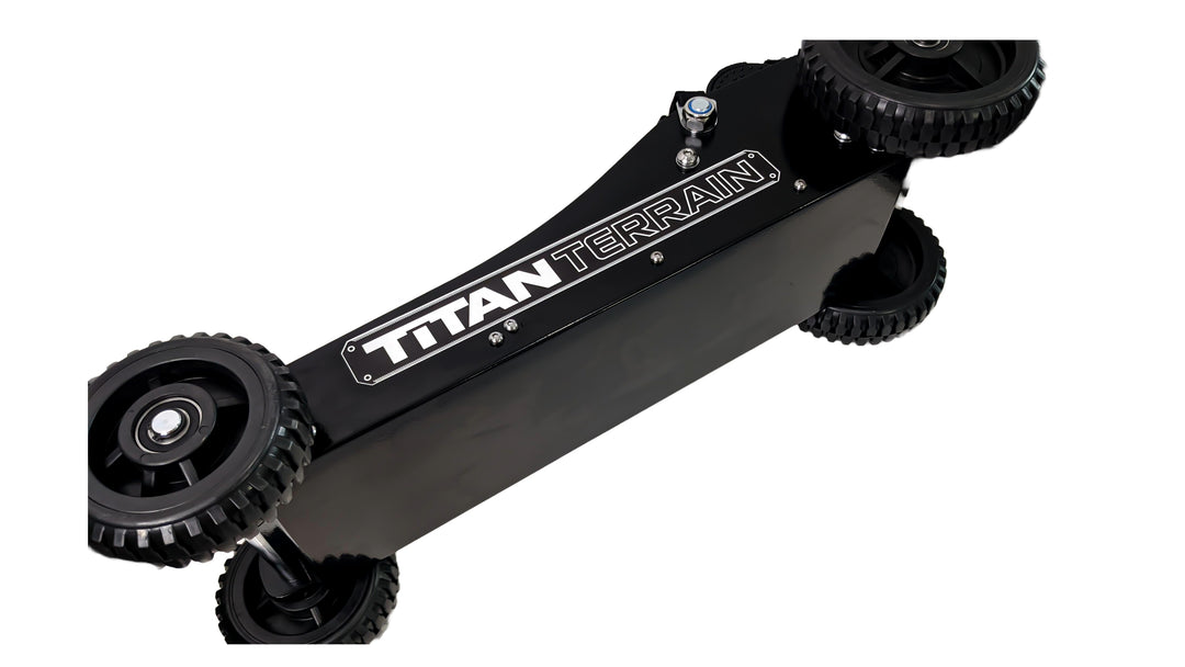 Side-bottom view of Titan Terrain rugged off-road floor jack