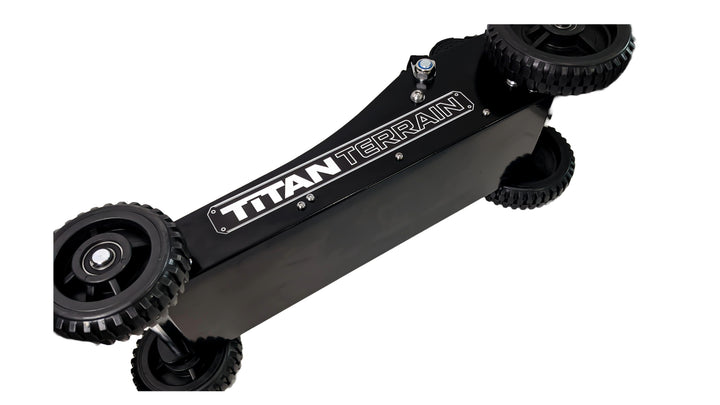 Side-bottom view of Titan Terrain rugged off-road floor jack