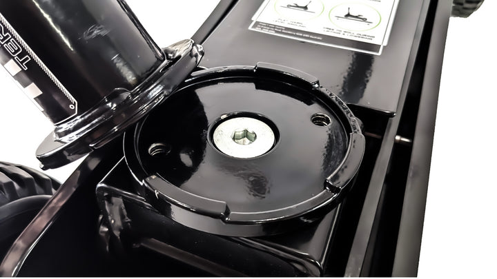 Zoomed in view of Titan Terrain rugged off-road floor jack extension base plate