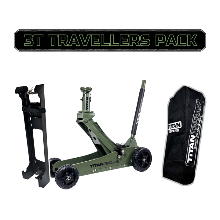 TITAN TERRAIN 3T Travellers Jack Pack - Includes 3000KG Jack, Bracket & Cover Bag