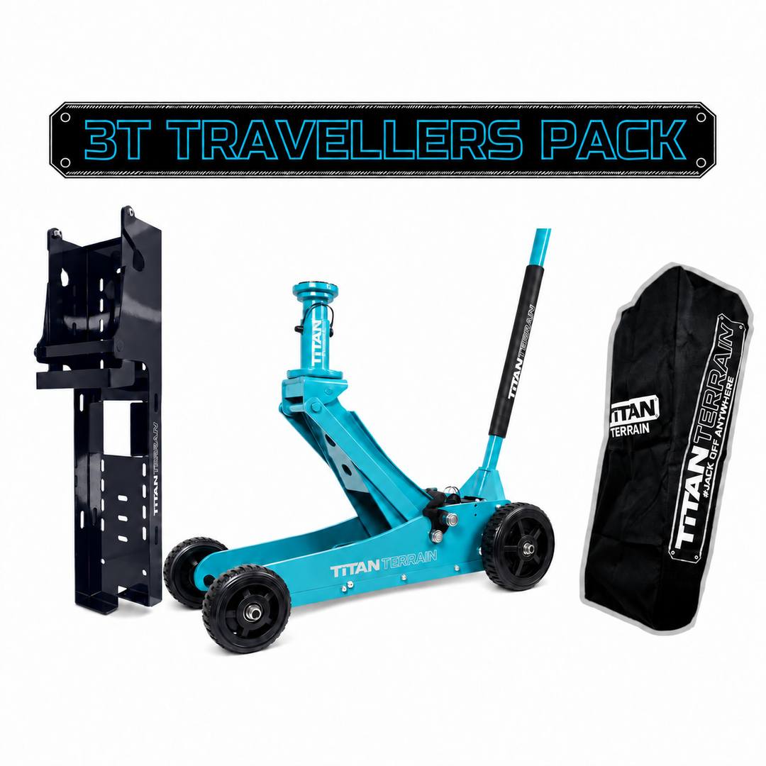 TITAN TERRAIN 3T Travellers Jack Pack - Includes 3000KG Jack, Bracket &amp; Cover Bag