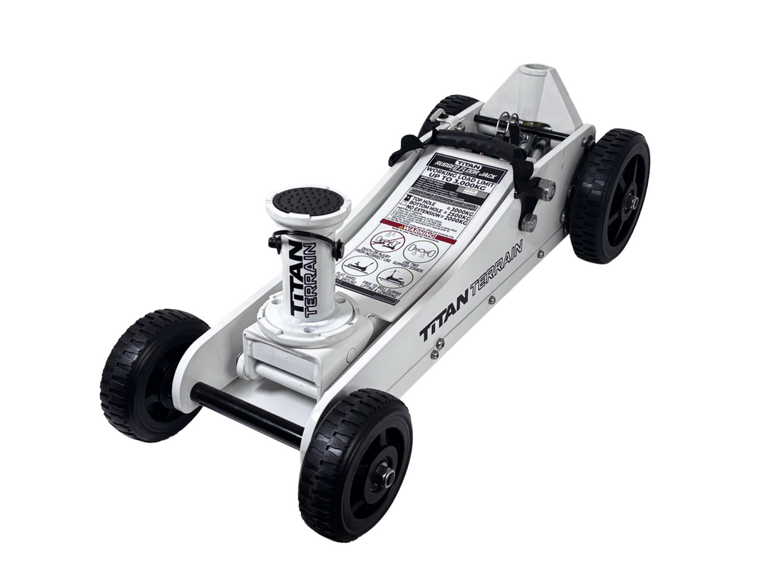 3 TONNE RUGGED FLOOR JACK - WHITE EDITION