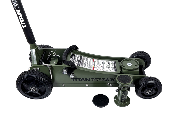 Titan Terrain 3 tonne rugged floor jack in army green