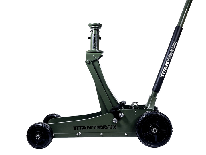 Titan Terrain 3 tonne rugged floor jack in army green