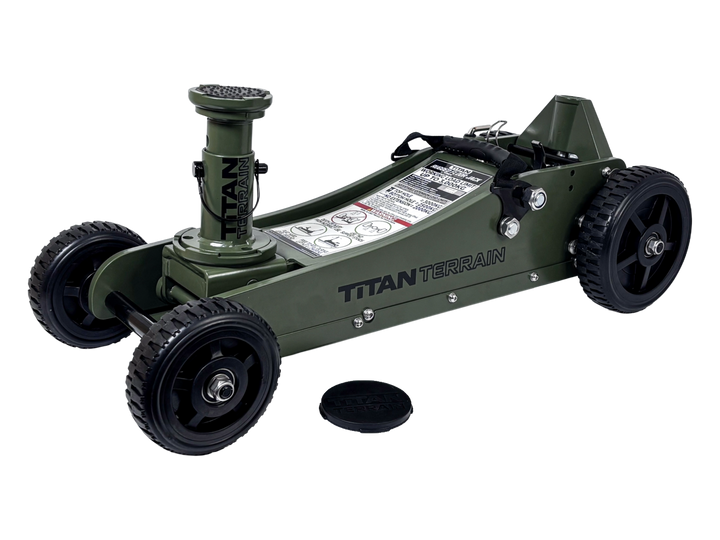 Titan Terrain 3 tonne rugged floor jack in army green
