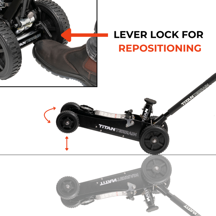 Titan Terrain 3 tonne rugged floor jack in black