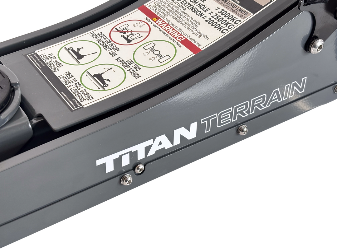 Titan Terrain 3 tonne rugged floor jack in graphite grey
