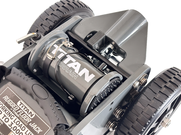 Titan Terrain 3 tonne rugged floor jack in graphite grey