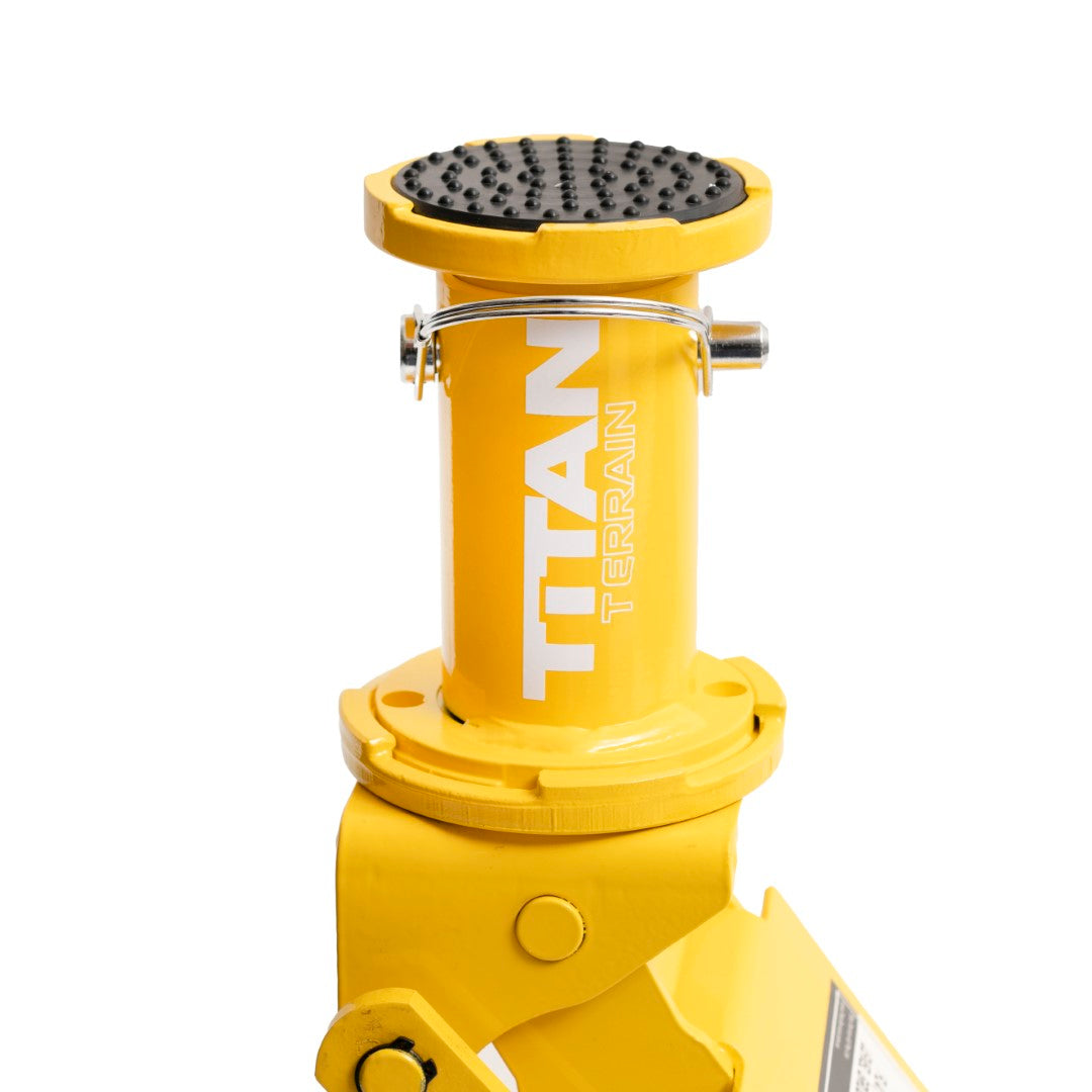 Titan Terrain 3 tonne rugged floor jack in hi-vis yellow