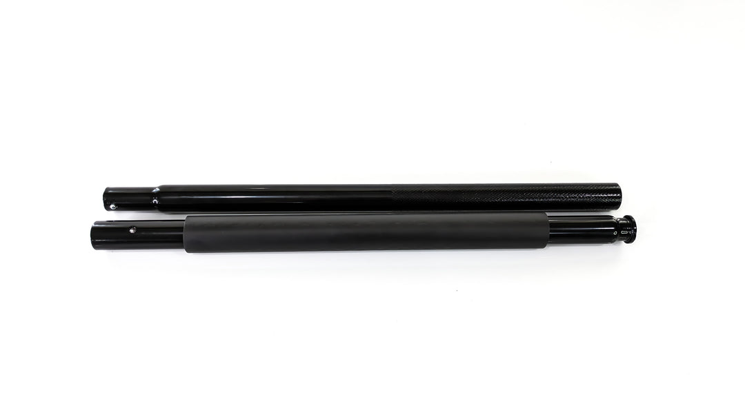 Two black replacement lever handles for a rugged floor jack.