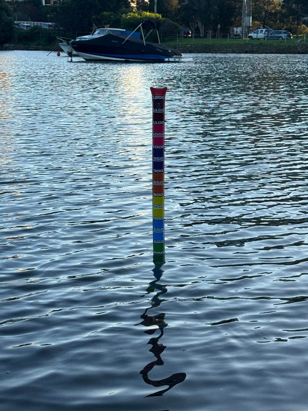 titan terrain depth gauge floating in water
